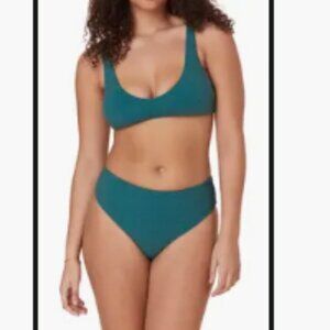 Andie‎ Bikini Set Delray Top 90s High Waisted Bottom green sparkle sz S NWT/NWOT